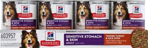 Hill's Science Diet Wet Dog Food, Adult, Sensitive Stomach & Skin, Tender Turkey & Rice Stew, 12.5 Oz Cans (Pack of 12): Pet Supplies: Amazon.com