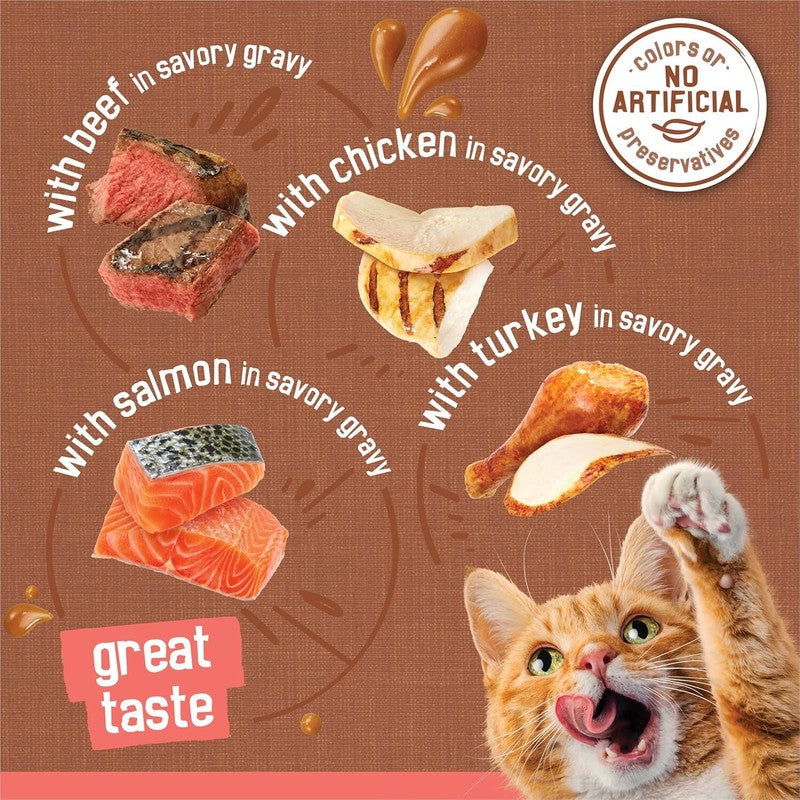 Purina Friskies Extra Gravy Wet Cat Food Chunky 24ct Variety Pack (With Chicken, Turkey, Salmon, Beef) - (Pack of 24) 5.5 oz. Cans : Pet Supplies