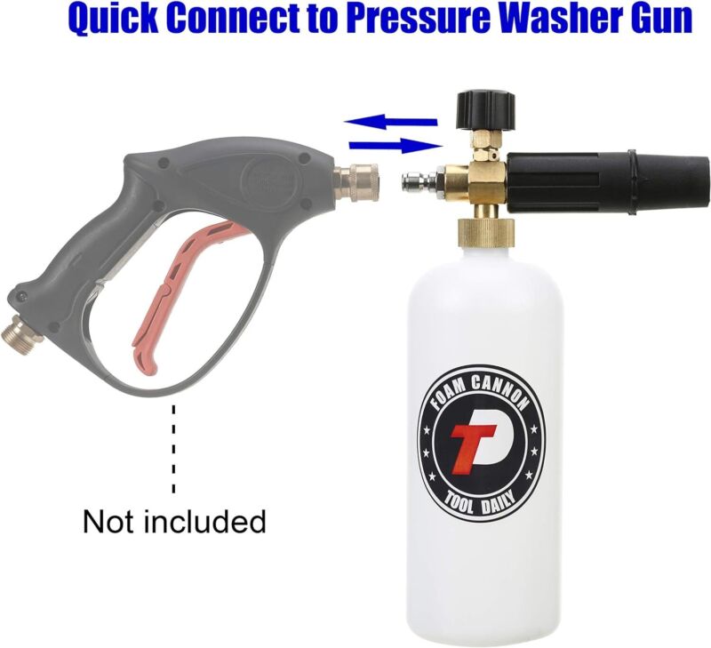 Tool Daily Foam Cannon with 1/4 Inch Quick Connector, 1 Liter, 5 Pressure Washer Nozzle Tips : Patio, Lawn & Garden