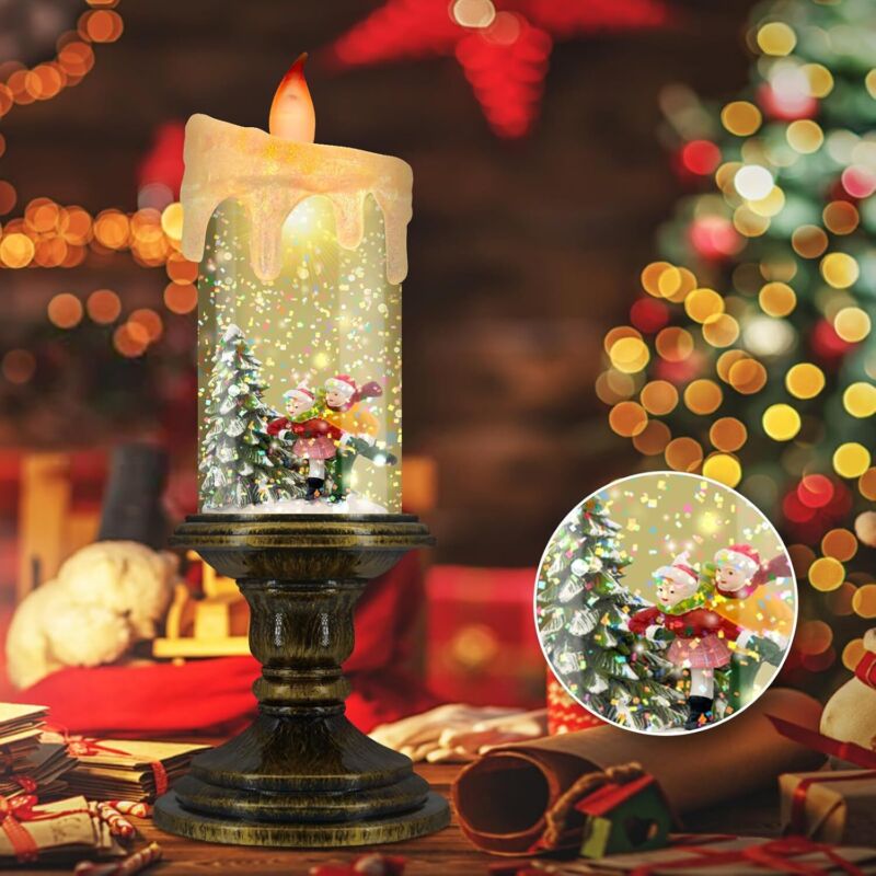 AOMIL Christmas Flameless Candles, Flickering LED Candles with Timer, Snow Globe Candle Lights for Christmas Decorations : Home & Kitchen