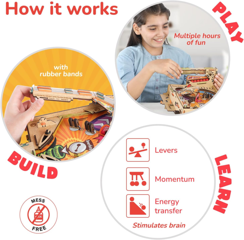 Smartivity DIY Pinball Machine Toy for Ages 8-99 Year Old | Award Winning Arcade Game | Birthday Gift Ideas for Kids & Adults | STEM Toy for Boys & Girls I Fun Family & Party Game : Toys & Games