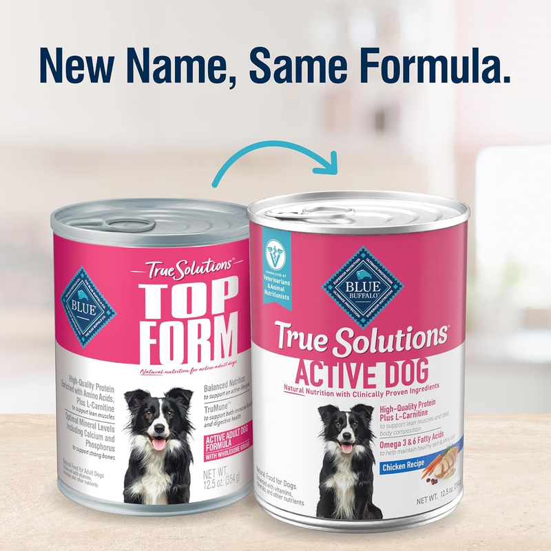 Blue Buffalo True Solutions Active Dog Wet Dog Food for Active Adult Dogs, Made with Natural Ingredients, Chicken, 12.5-oz. Cans (12 Count): Pet Supplies: Amazon.com