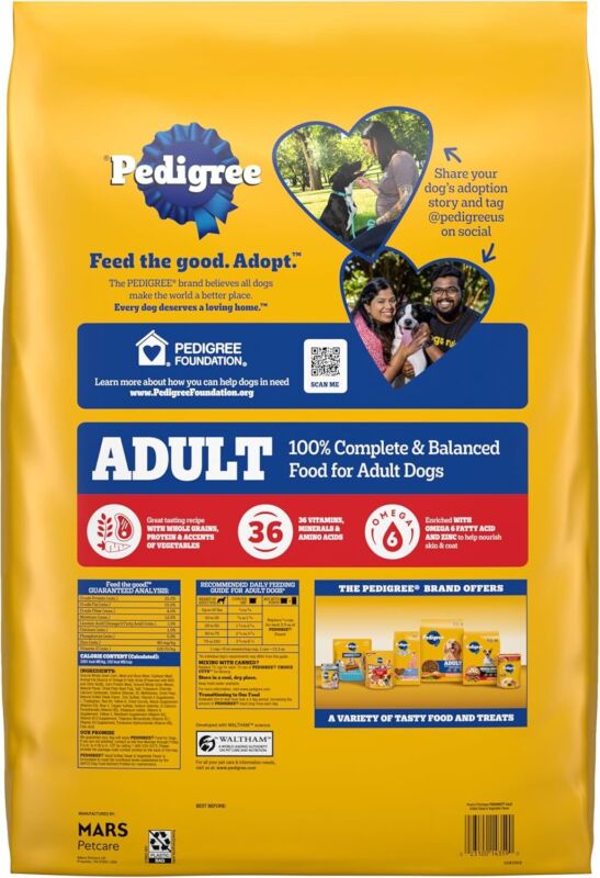 Pedigree Complete Nutrition Adult Dry Dog Food, Grilled Steak & Vegetable Flavor, 18 lb. Bag : Pet Supplies