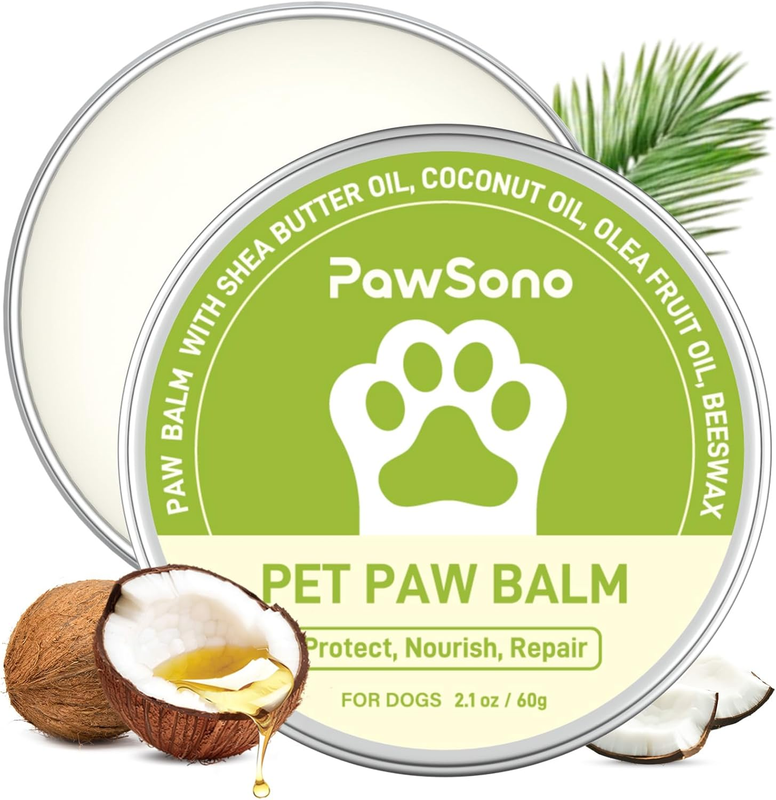 Pawsono Lick-Safe Dog Paw & Nose Balm with Coconut Oil | All-Natural Paw Cream & Wax for Dry, Cracked Pads & Snouts| Paw Moisturizer & Soother, Nose Butter for Bulldogs| Horse Hoof Care (60 g /2.1 oz) : Pet Supplies