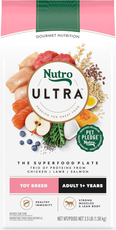 Nutro Ultra Adult Toy Breed Dry Dog Food, Trio of Proteins from Chicken, Lamb and Salmon, 3.5 lb. Bag : Pet Supplies