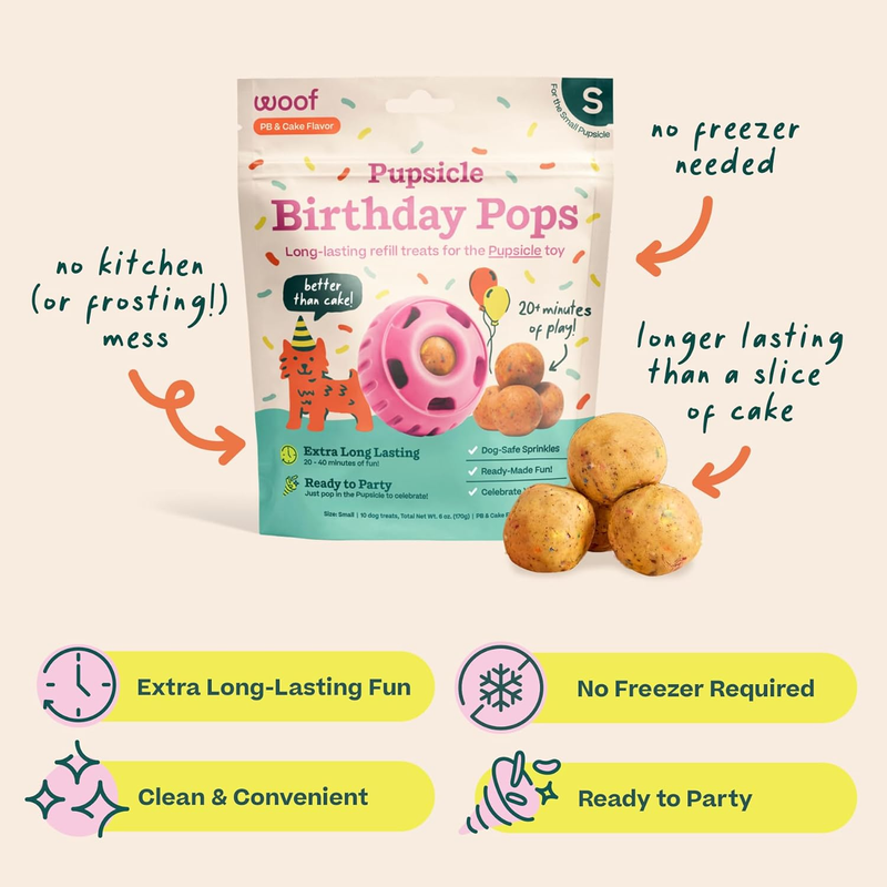 WOOF Pupsicle Birthday Pops - Healthy Dog Treats - Pre-Made Pupsicle Refills- Wholesome Ingredients - Naturally Sweet - Cake-Flavored Birthday Treat for Dogs - Large : Pet Supplies