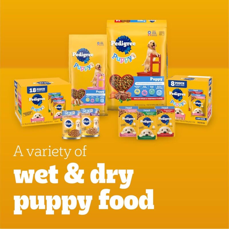 Pedigree Puppy Wet Dog Food Morsels in Sauce With Chicken, 3.5 oz. Pouches, 16 Pack