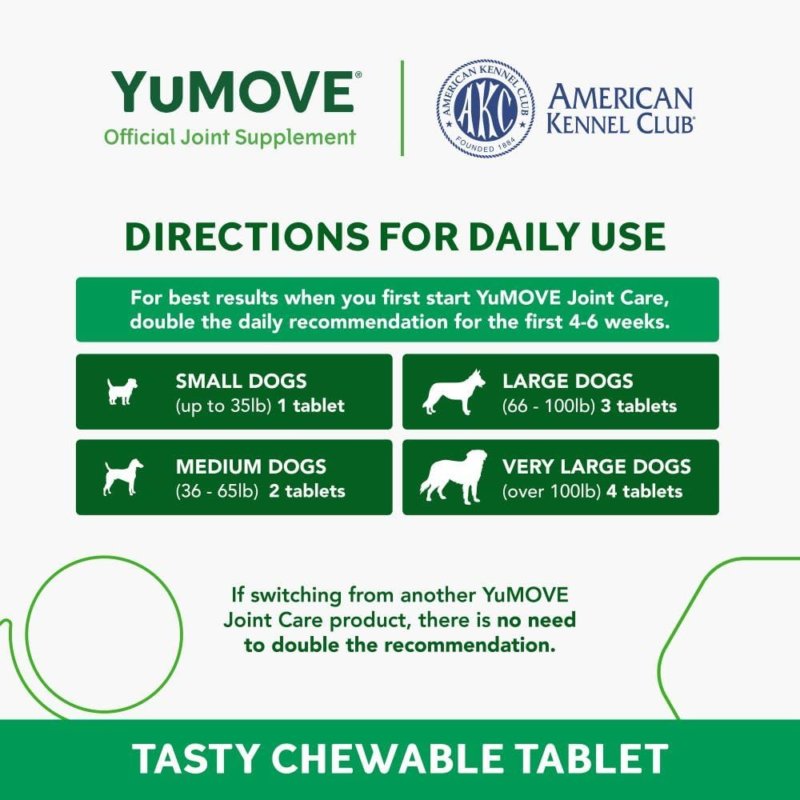 YuMOVE Hip and Joint Supplement for Dogs with Glucosamine, Chondroitin, Omega 3, Hyaluronic Acid, & Green Lipped Mussel - Dog Joint Supplement - for Adult Dogs 60 Tablets : Pet Bone And Joint Supplements : Pet Supplies