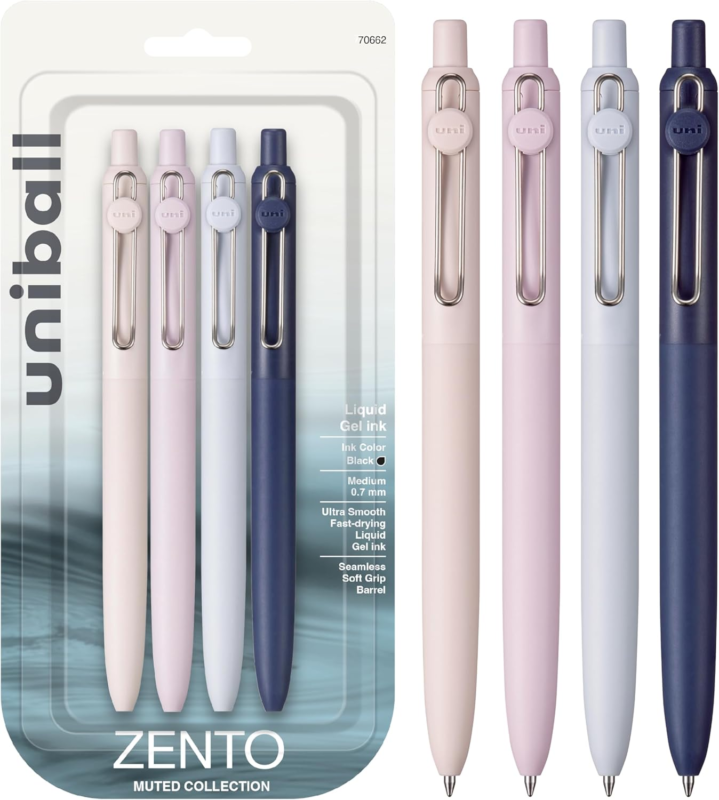 Uni-ball Zento Gel Pens Black Medium Point Smooth Writing Japanese Muted Colors