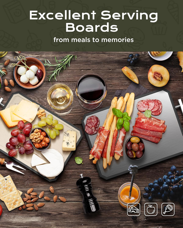 SNOWCLAD Stainless Steel Cutting Board,Double Sided Steel Cutting Boards for kitchen,Stainless Steel/Wheat straw pp Large Cutting Board for meat,Dishwasher Safe,non toxic Chopping Board,16 * 11 Inch: Home & Kitchen