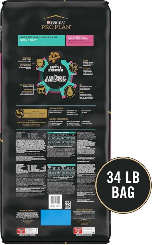 Purina Pro Plan High Protein Puppy Food DHA Lamb & Rice Formula - 34 lb. Bag : Dry Pet Food : Pet Supplies