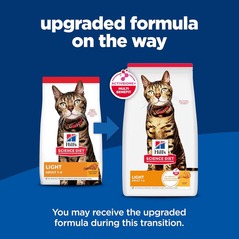 Hill's Science Diet Light, Adult 1-6, Weight Management Support, Dry Cat Food, Chicken Recipe, 7 lb Bag : Dry Pet Food : Pet Supplies