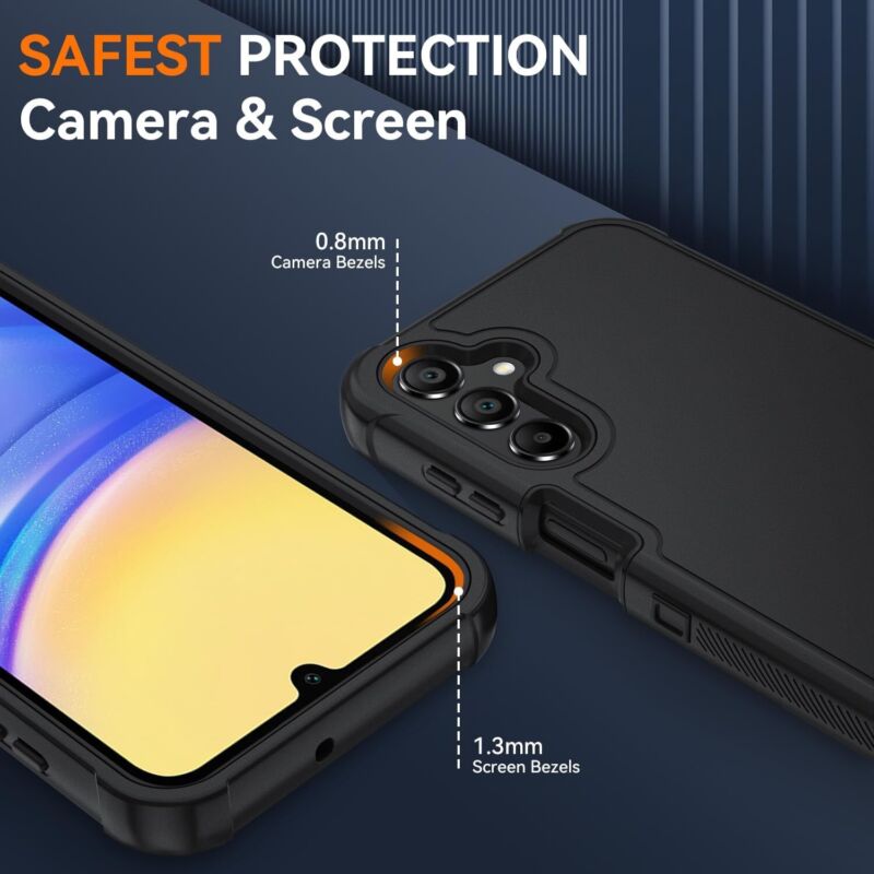 Galaxy A25 5G Case with HD Screen Protector Military-Grade Shockproof Black