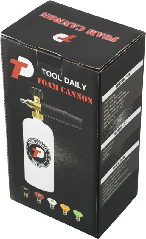Tool Daily Foam Cannon with 1/4 Inch Quick Connector, 1 Liter, 5 Pressure Washer Nozzle Tips : Patio, Lawn & Garden