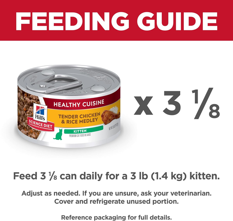Hill's Science Diet Healthy Cuisine, Kitten, Great Taste, Wet Cat Food, Chicken & Rice Stew, 2.8 oz Can, Case of 24 : Pet Supplies