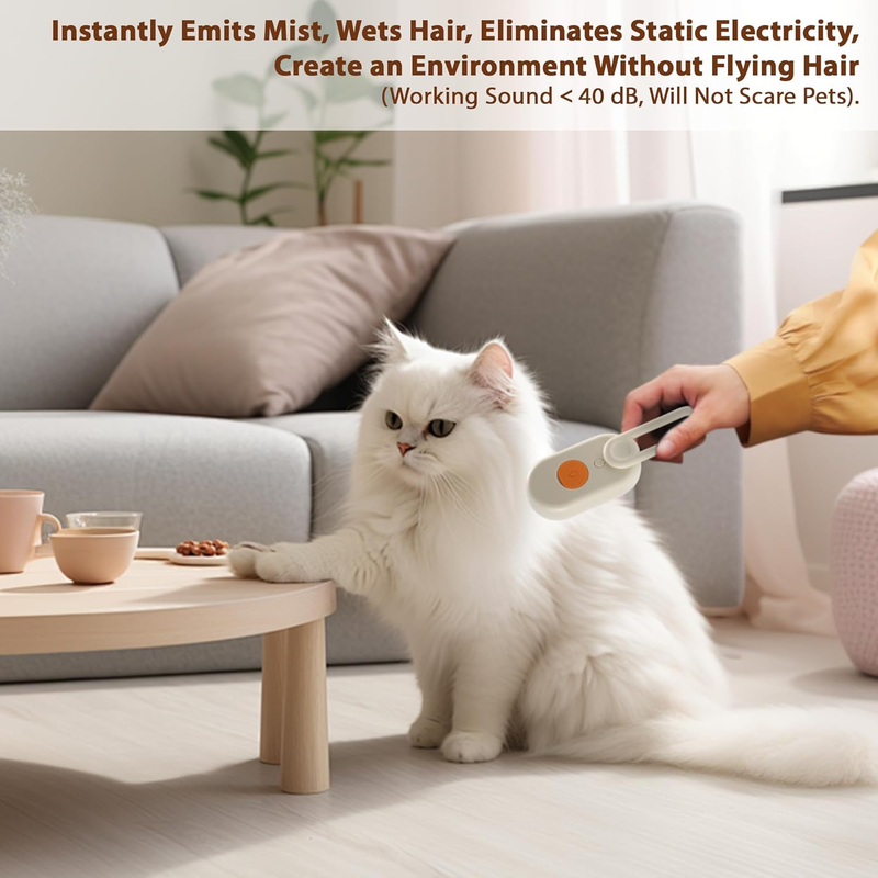 4 in 1 Cat Steam Brush, Rechargeable Steam Brush for Cats and Dogs, Anti-Static Cat Spray Brushes, Massage, Cleaning, Shedding & Combing All In One! Beige : Pet Supplies