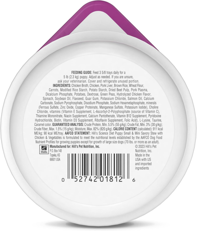 Hill's Science Diet Puppy Small Paws Savory Stew Chicken & Vegetables Canned Wet Dog Food, 3.5 oz., Case of 12: Pet Supplies: Amazon.com