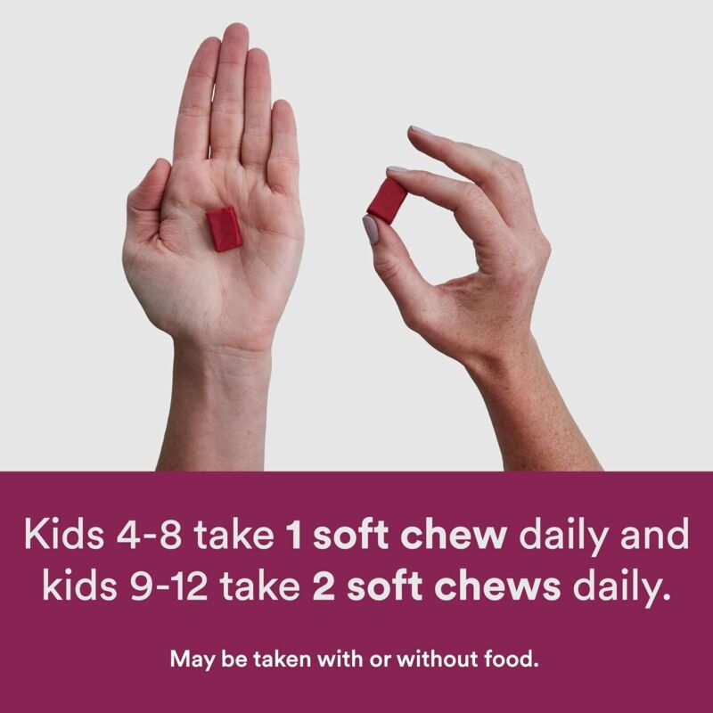 SmartyPants Kids Mineral Chews: Magnesium Citrate & Calcium Supplement with Vitamin D3, Vitamin C, K2, Zinc & Selenium for Immune Support, 60 Count (30 Day Supply)