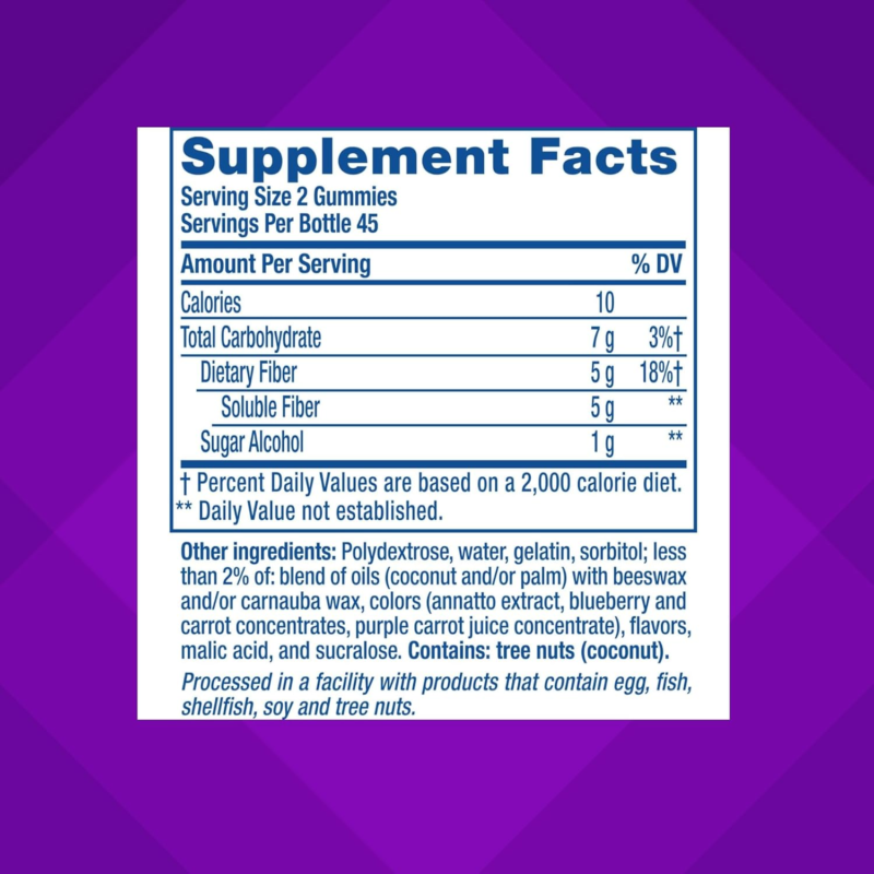Vitafusion Fiber Well Gummies, Sugar Free Fiber Supplement, Gummies for Adults, Strawberry & Blackberry Flavors, 90 Count : Health & Household