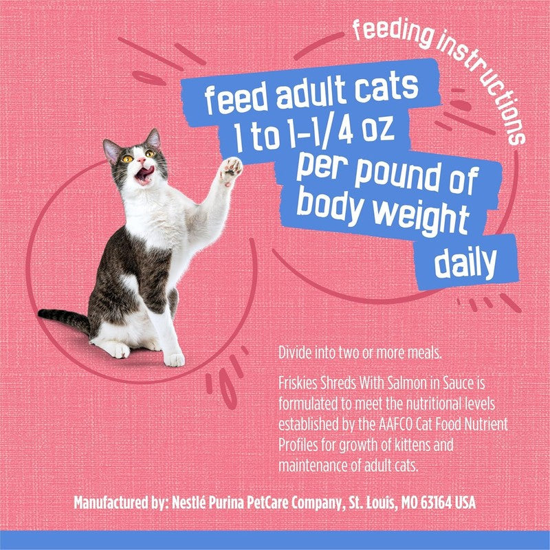 Purina Friskies Shreds With Salmon in Sauce Wet Cat Food - (Pack of 24) 5.5 oz. Cans : Canned Wet Pet Food : Pet Supplies