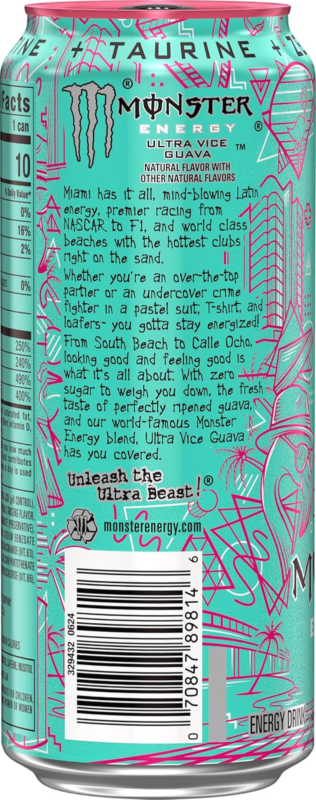 Monster Energy Ultra Vice Guava, Sugar Free Energy Drink, 16 Ounce (Pack of 15) : Grocery & Gourmet Food