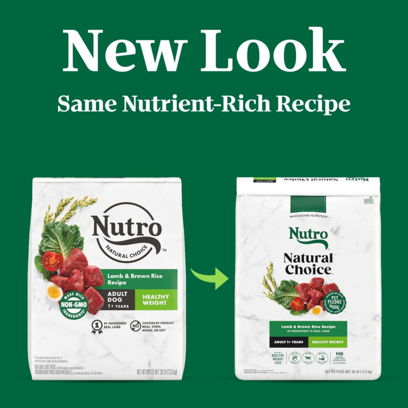 Nutro Natural Choice Adult Healthy Weight Dry Dog Food, Lamb and Brown Rice Recipe, 30 lbs. : Pet Supplies