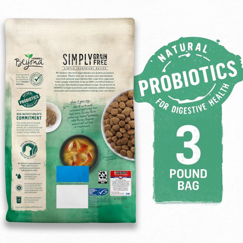 Purina Beyond Natural Grain Free Dry Cat Food Whitefish and Egg Recipe with Added Vitamins, Minerals and Nutrients - 3 lb. Bag : Pet Supplies