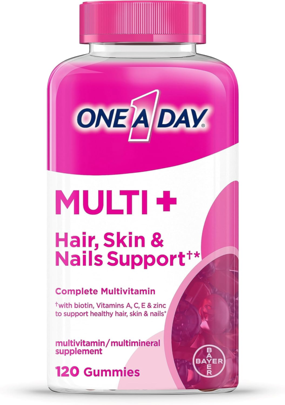 ONE A DAY Multi+ Hair, Skin & Nails, Multivitamin + Boost of Support for Healthy Hair, Skin & Nails with Biotin and Vitamins A, C, E & Zinc ,Gummy 120 Count (2 Month Supply) : Health & Household