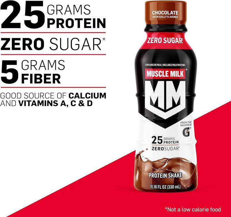 Muscle Milk Genuine Protein Shake, Chocolate, 25g Protein, 11.16 Fl Oz (Pack of 12), Packaging May Vary : Health & Household