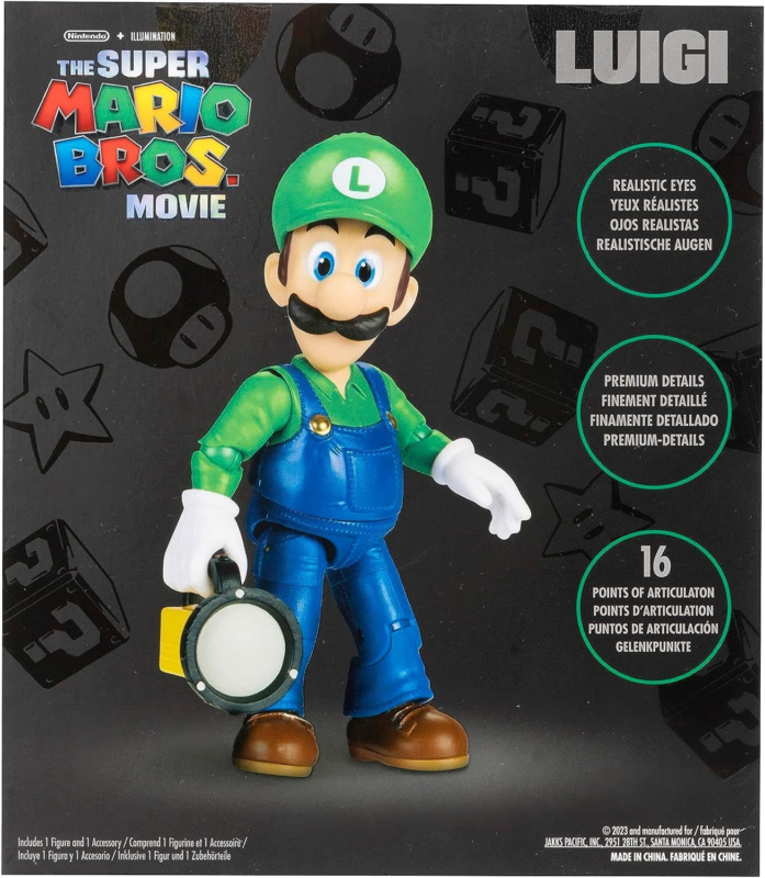 THE SUPER MARIO BROS. MOVIE - 5 Inch Action Figures Series 1 – Luigi Figure with Flashlight Accessory : Toys & Games