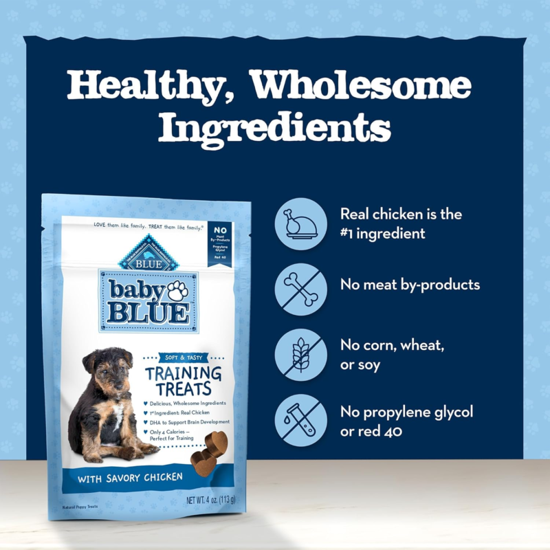 Blue Buffalo Baby BLUE Training Treats Natural Puppy Soft Dog Treats, Savory Chicken 4-oz Bag : Pet Supplies