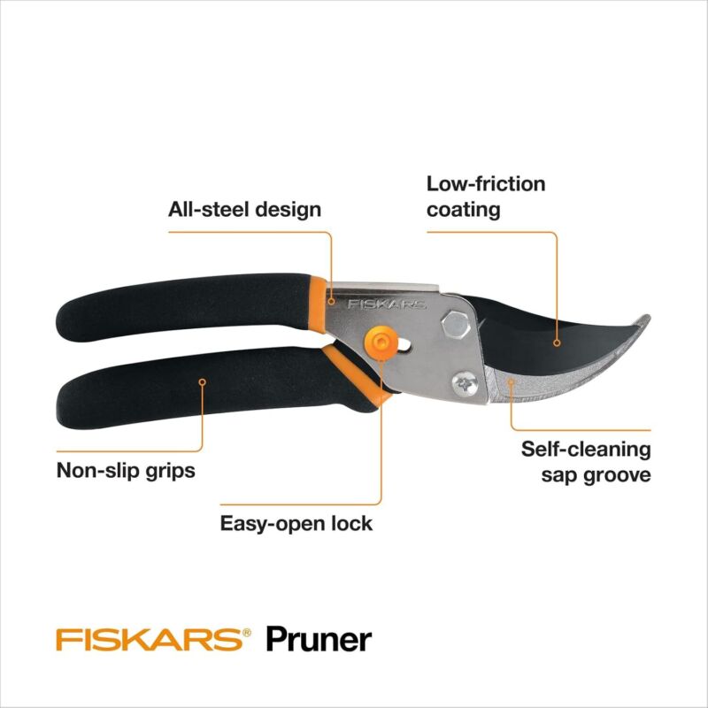 Fiskars Bypass Pruning Shears, 5/8-Inch Cut Capacity Garden Clippers, Gardening Scissors with Sharp, Rust Resistant Steel Blade : Hedge Shears : Patio, Lawn & Garden