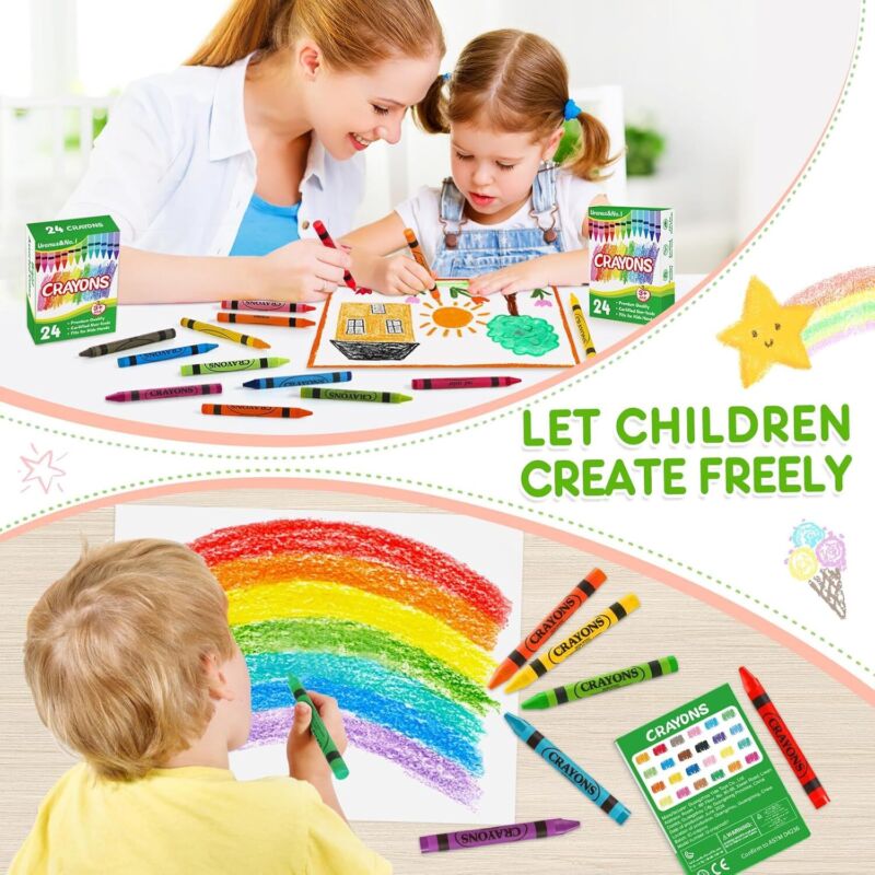 Crayons Bulk 24 Count, 24 Packs of 24 Assorted Colors, Premium Crayon for Toddlers and Kids, Back to School Supplies for Preschool Kindergarten, Durable & Non-Toxic Crayons for Classroom Supplies : Toys & Games
