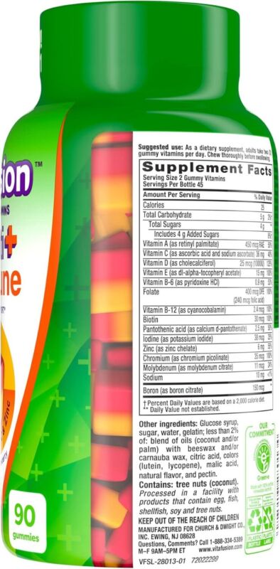 Vitafusion Multi+ Immune Support* – 2-in-1 Benefits & Flavors – Adult Gummy Vitamins with Vitamin C, Zinc, Daily Multivitamins, 90 Count : Health & Household