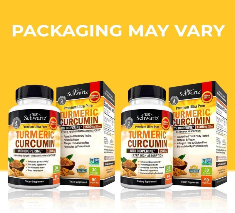 Turmeric Curcumin with Black Pepper Extract 1500mg - High Absorption Ultra Potent Turmeric Supplement with 95% Curcuminoids and BioPerine - Non GMO Tumeric Capsules for Joint Support - 90 Capsules : Health & Household
