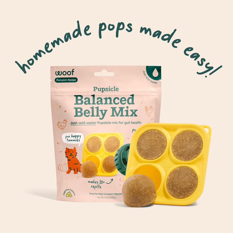 WOOF Dog Pupsicle Mix - Easy-to-Make DIY Pupsicle Refills - Tasty, Healthy Pupsicle Mix - Wholesome Ingredients - Long-Lasting Treats for Dogs - Balanced Belly Mix : Pet Supplies