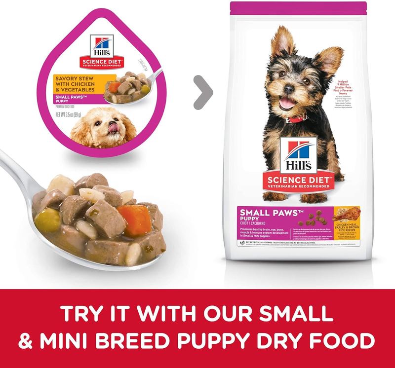 Hill's Science Diet Puppy Small Paws Savory Stew Chicken & Vegetables Canned Wet Dog Food, 3.5 oz., Case of 12: Pet Supplies: Amazon.com