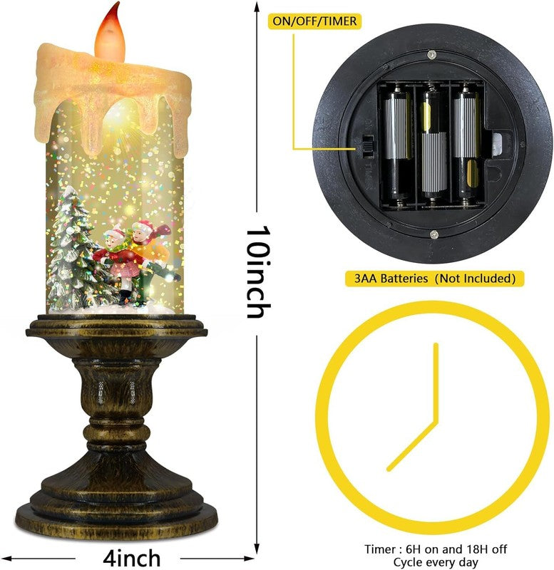 AOMIL Christmas Flameless Candles, Flickering LED Candles with Timer, Snow Globe Candle Lights for Christmas Decorations : Home & Kitchen