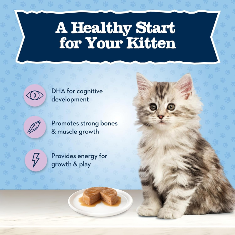 Blue Buffalo Baby BLUE Natural Kitten Wet Cat Food, Healthy Growth Formula with DHA, Chicken Recipe Multi-Pack, 3-oz. Cans (24 Count) : Pet Supplies