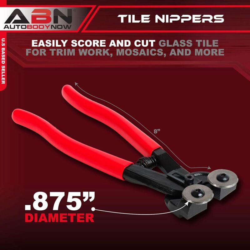 ABN Glass & Ceramic Tile Nippers with Carbide Cutting Wheels Comfort Grip Handle