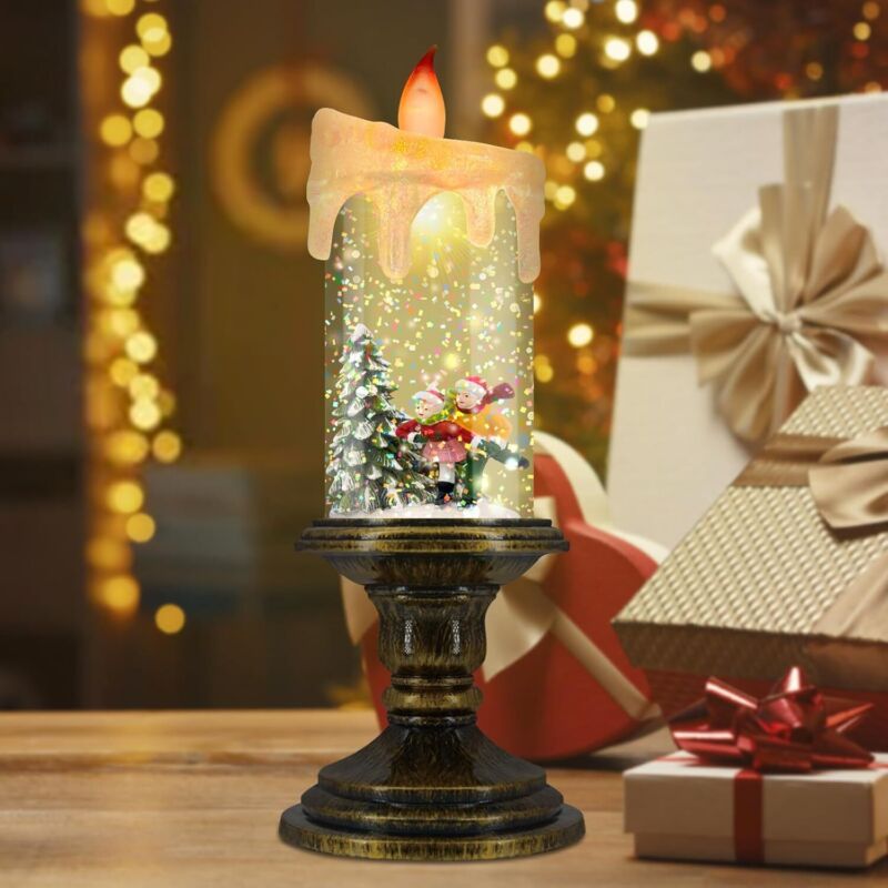 AOMIL Christmas Flameless Candles, Flickering LED Candles with Timer, Snow Globe Candle Lights for Christmas Decorations : Home & Kitchen