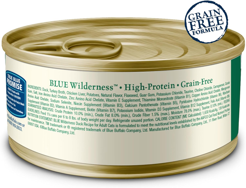Blue Buffalo Wilderness Natural High-Protein Grain-Free Wet Food for Adult Cats, Salmon Paté, 3-oz. Cans, 24 Count