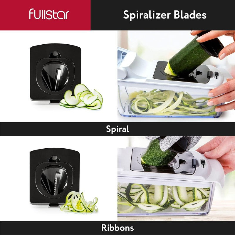 Fullstar Vegetable Chopper and Spiralizer - Food Chopper with Container, Fruit Slicer, Kitchen Gadgets & Accessories, Home Essentials (4 in 1, White): Home & Kitchen