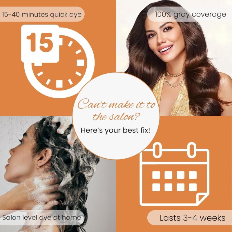 Mxvbaty Black Hair Dye Shampoo 3 in 1, Root Touch Up Hair Color for Women Men Semi Permanent 100% Gray Hair Coverage, Champu Para Canas for Color Treated Hair, 15 Minutes Quick Dye, 500 ml : Beauty & Personal Care