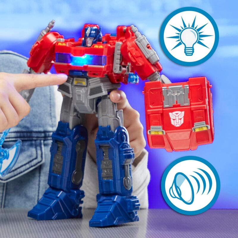 Transformers One Movie Power Flip Optimus Prime (Orion Pax) Converting Action Figure, 4 Modes, 10-inch Interactive Electronic Toy, Lights & Sounds, 6+ : Toys & Games