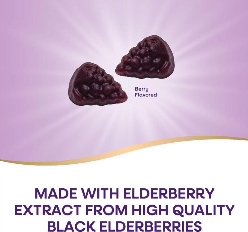 Nature’s Way Sambucus Elderberry Immune Gummies, Daily Immune Support for Kids and Adults*, with Vitamin C, Vitamin D3, Zinc, Gluten Free, Vegetarian, 60 Gummies (Packaging May Vary) : Health & Household