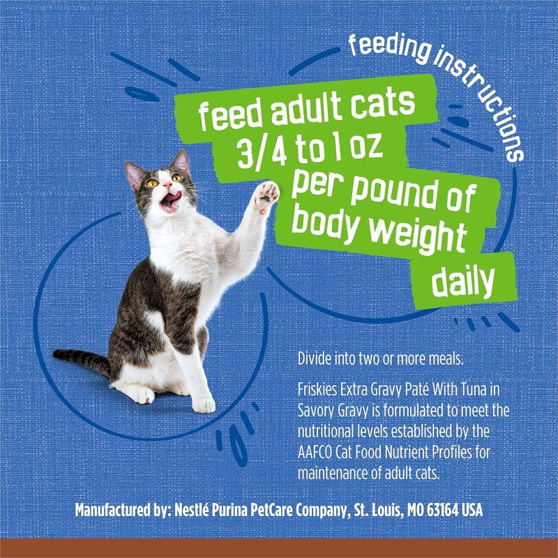 Purina Friskies Gravy Pate Wet Cat Food, Extra Gravy Pate With Tuna in Savory Gravy - (24) 5.5 oz. Cans : Pet Supplies