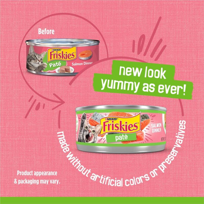 Purina Friskies Wet Cat Food Pate, Pate Salmon Dinner - (Pack of 24) 5.5 oz. Cans : Canned Wet Pet Food : Pet Supplies