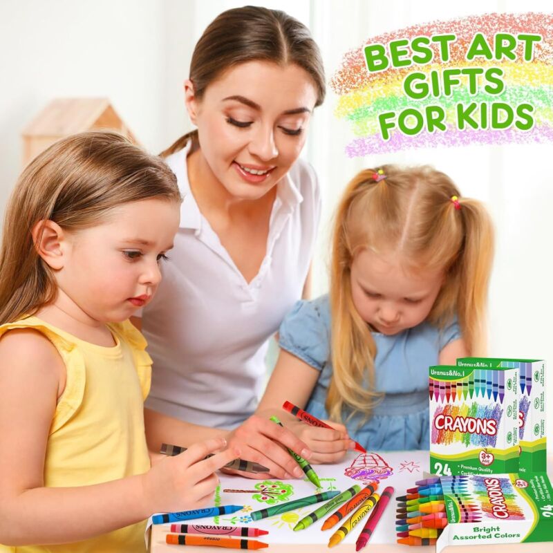 Crayons Bulk 24 Count, 24 Packs of 24 Assorted Colors, Premium Crayon for Toddlers and Kids, Back to School Supplies for Preschool Kindergarten, Durable & Non-Toxic Crayons for Classroom Supplies : Toys & Games