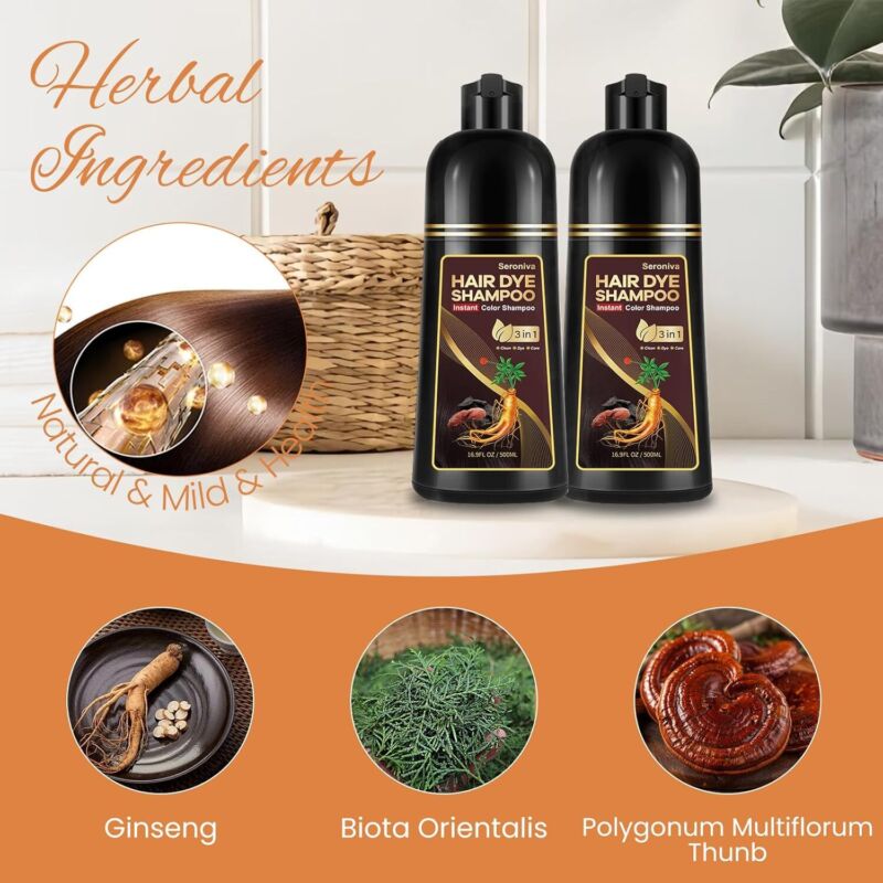 Mxvbaty Black Hair Dye Shampoo 3 in 1, Root Touch Up Hair Color for Women Men Semi Permanent 100% Gray Hair Coverage, Champu Para Canas for Color Treated Hair, 15 Minutes Quick Dye, 500 ml : Beauty & Personal Care